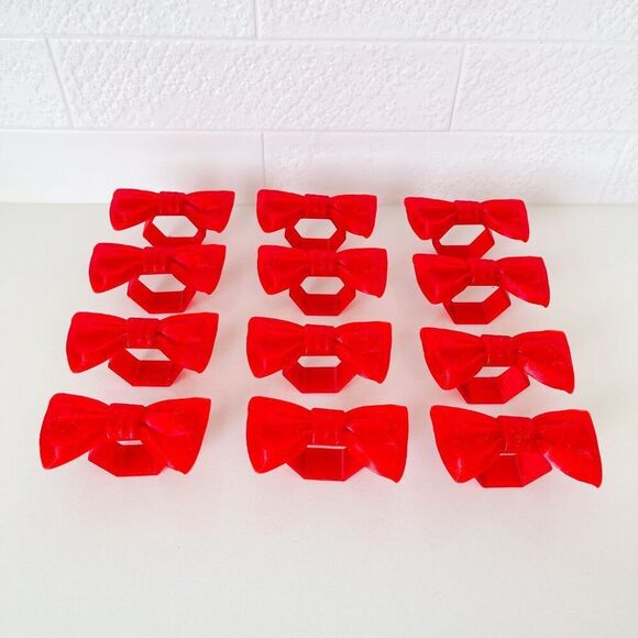 Stylish Bow Napkin Rings – Red Glitter - Handmade - Wedding Party Event Planner - Picture 11 of 13